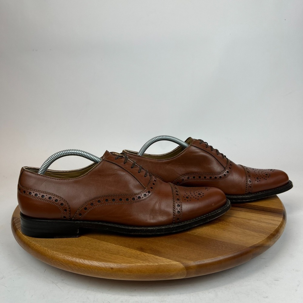 Mens Pollini Brown Leather Brogue Cap Toe Dress Shoes Size EU 41 US 8 M‎ GUC